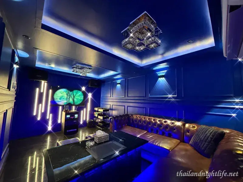 Zeus Karaoke Bangkok - VIP karaoke room with blue lighting